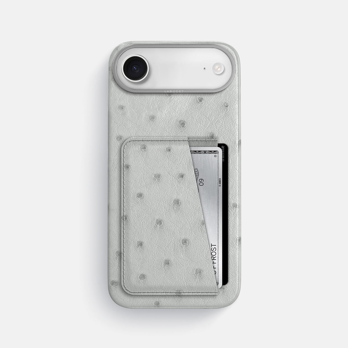 Double Card Case For iPhone 17 Air In Ostrich -1 | White-Steel