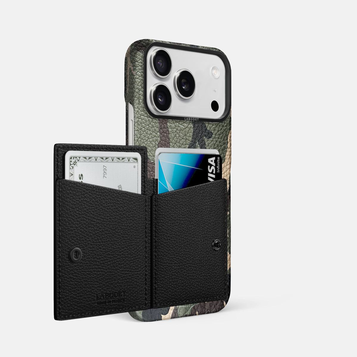 Bi-Fold Case For iPhone 17 Pro Max In Calf -2 | Camouflage-Black
