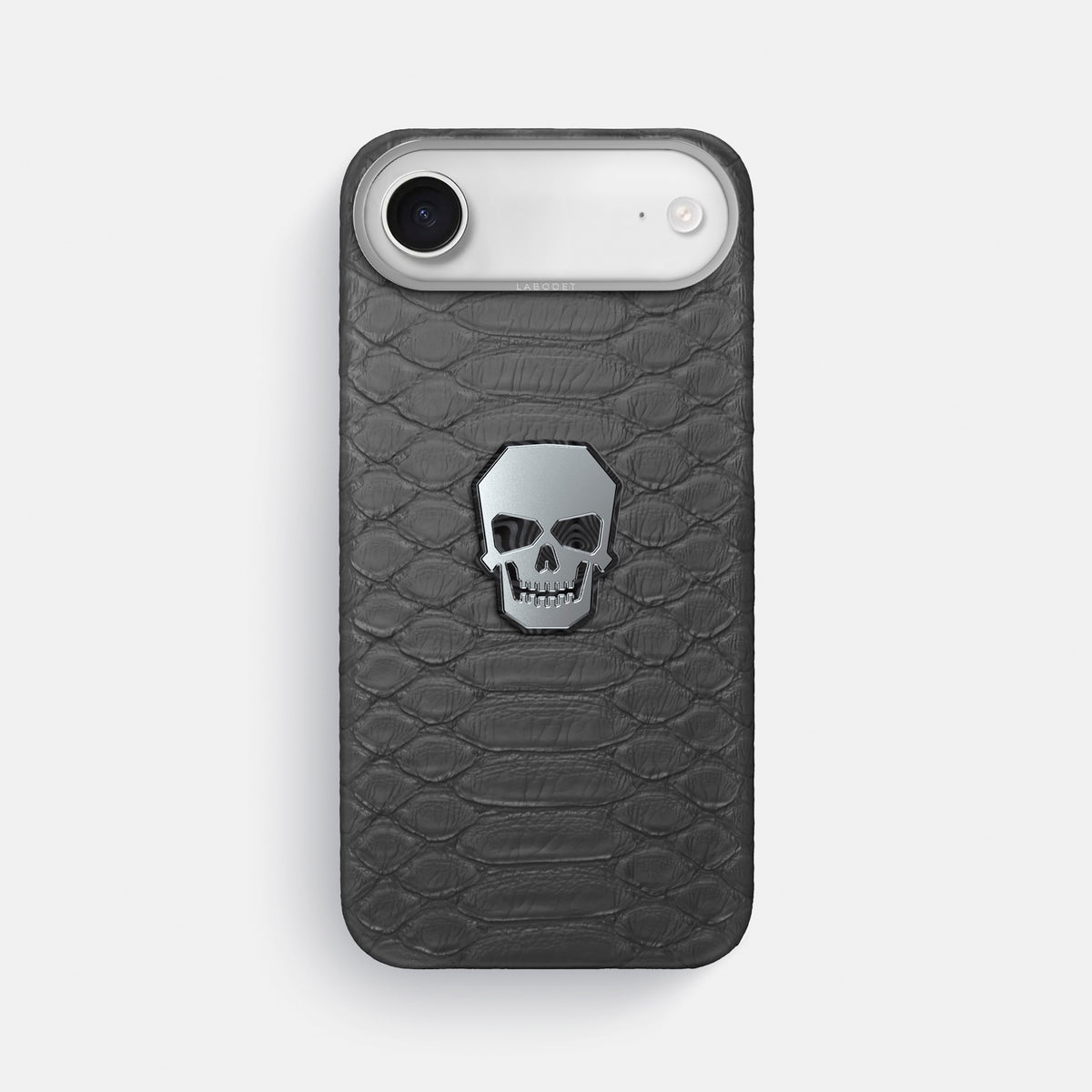 Classic Case With Titanium Skull For iPhone 17 Air In Python -1 | Grey-Steel