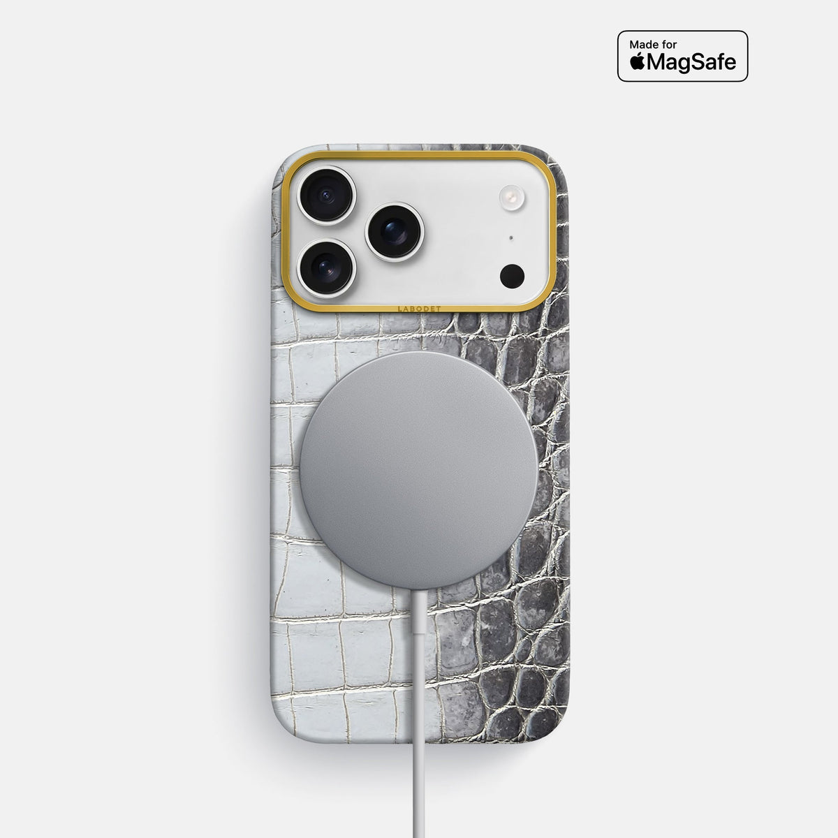 Classic Case For iPhone 18 Pro In Himalayan Crocodile -4 | Silver-Gold