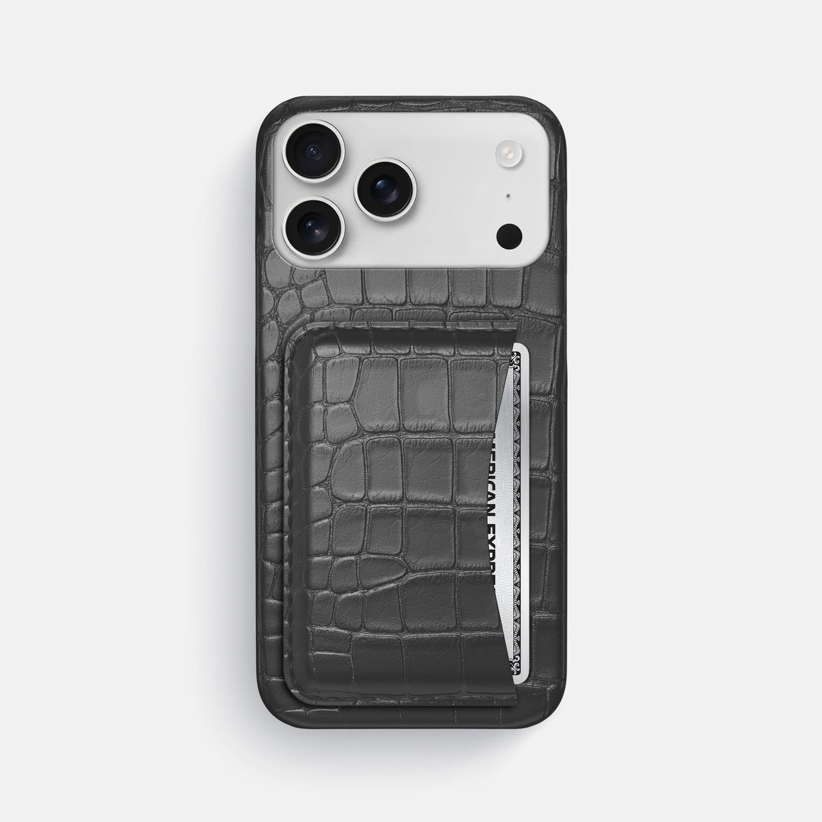 Slim Card Case For iPhone 18 Pro Max In Alligator -1 | Grey
