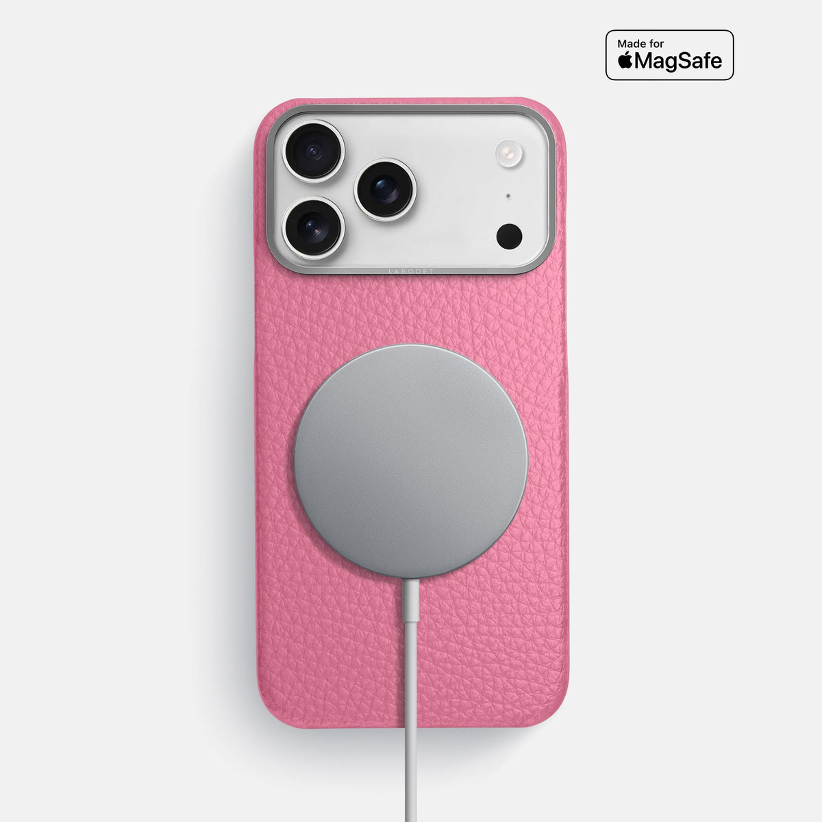 Classic Case For iPhone 18 Pro Max In Calf -5 | Pink-Steel
