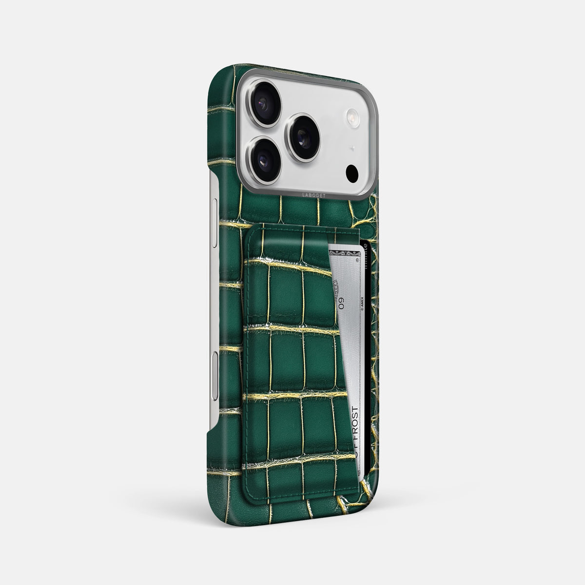 Double Card Case For iPhone 17 Pro Max In Patina Alligator -2 | Cambridge-Steel