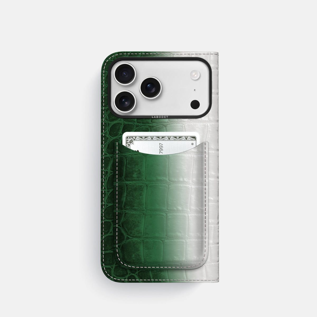 Folio Case with Card For iPhone 18 Pro In Himalayan Crocodile -3 | Green-Black