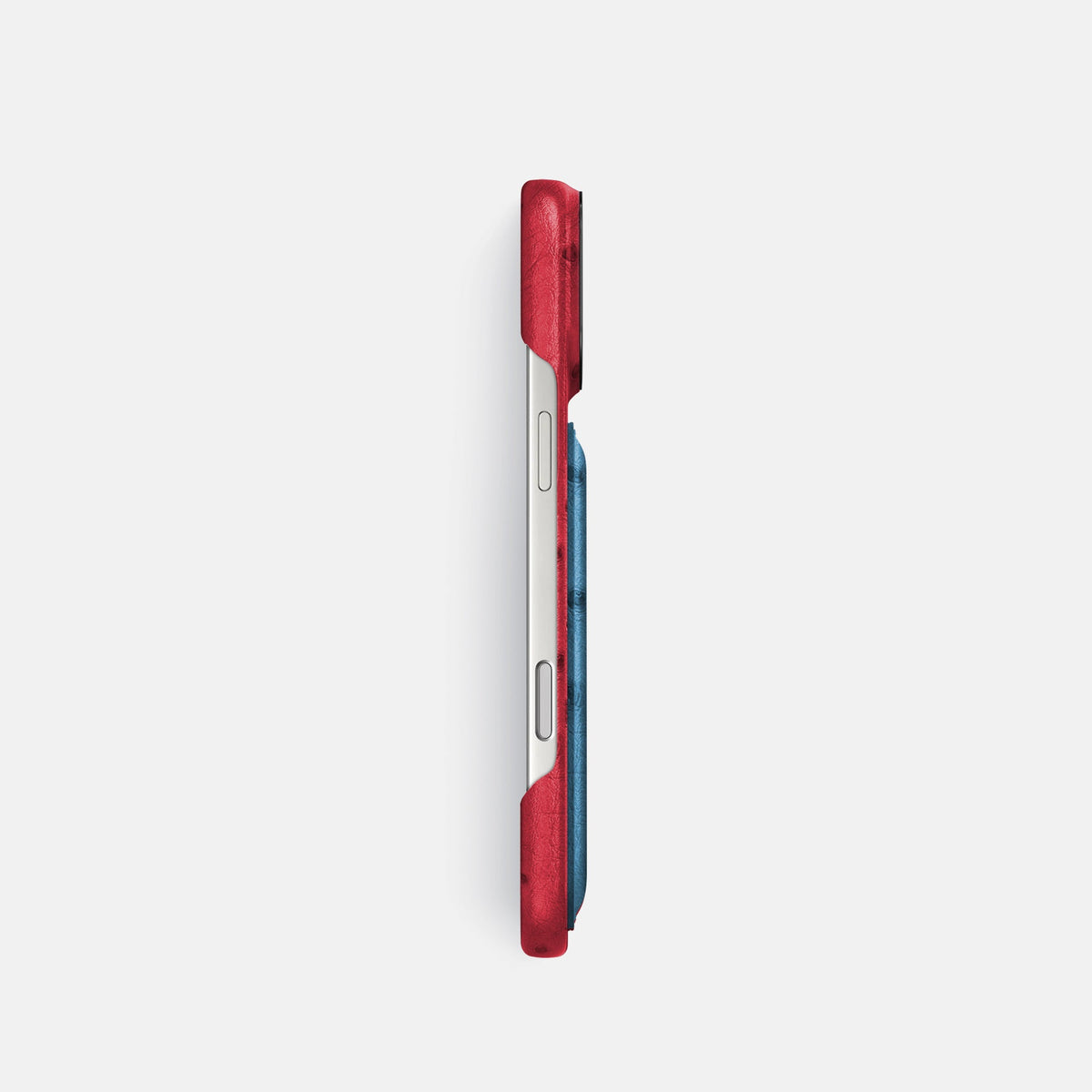 Double Card Case Coloré For iPhone 18 Pro In Ostrich -3 | Red-Black