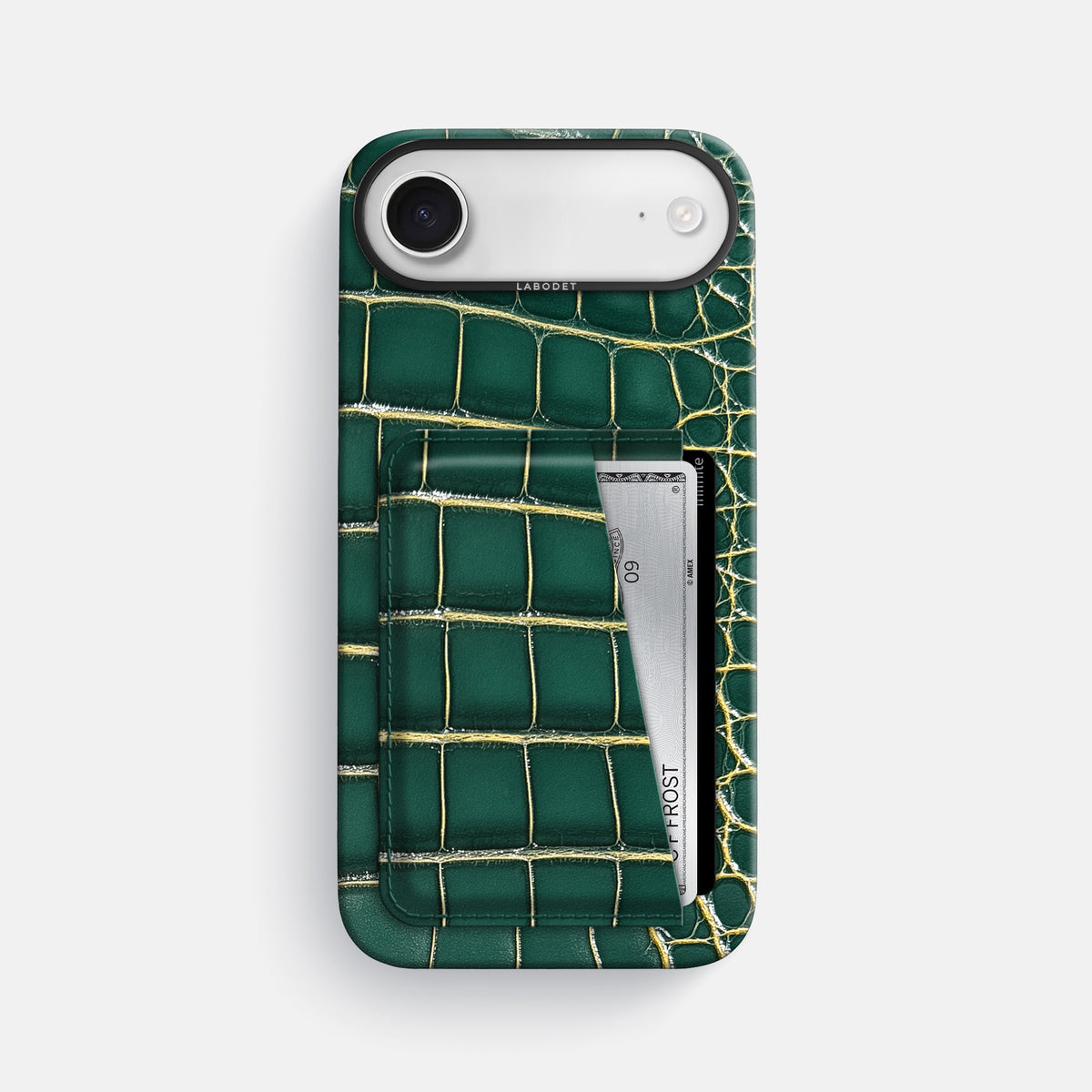 Double Card Case For iPhone 17 Air In Patina Alligator -1 | Cambridge-Black