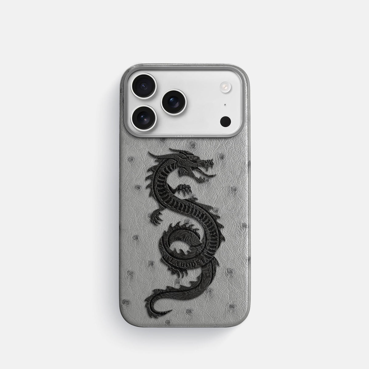 Classic Case With Carbon Dragon For iPhone 18 Pro In Ostrich -1 | Silver-Steel