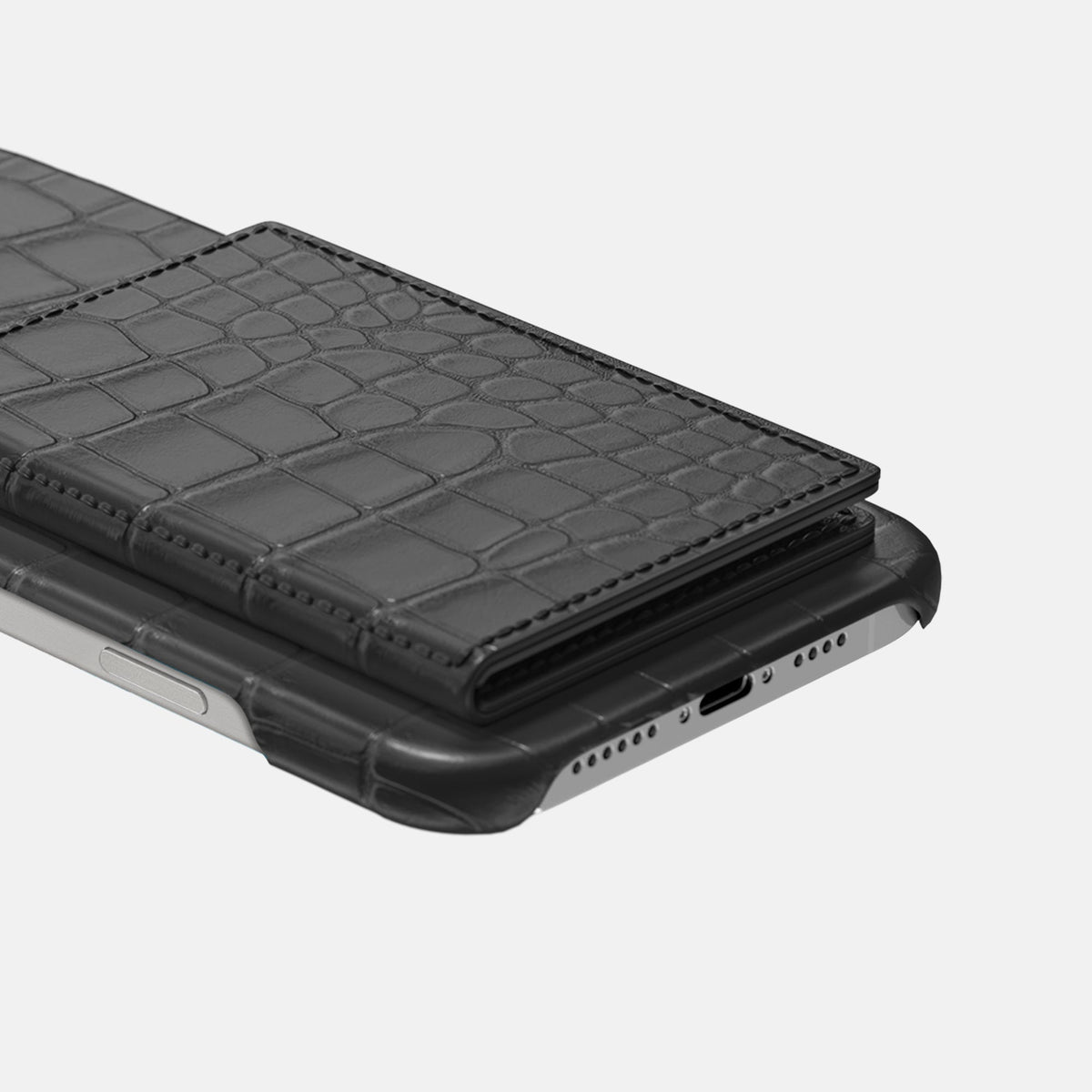 Bi-Fold Case For iPhone 18 Pro In Alligator -4 | Grey-Black