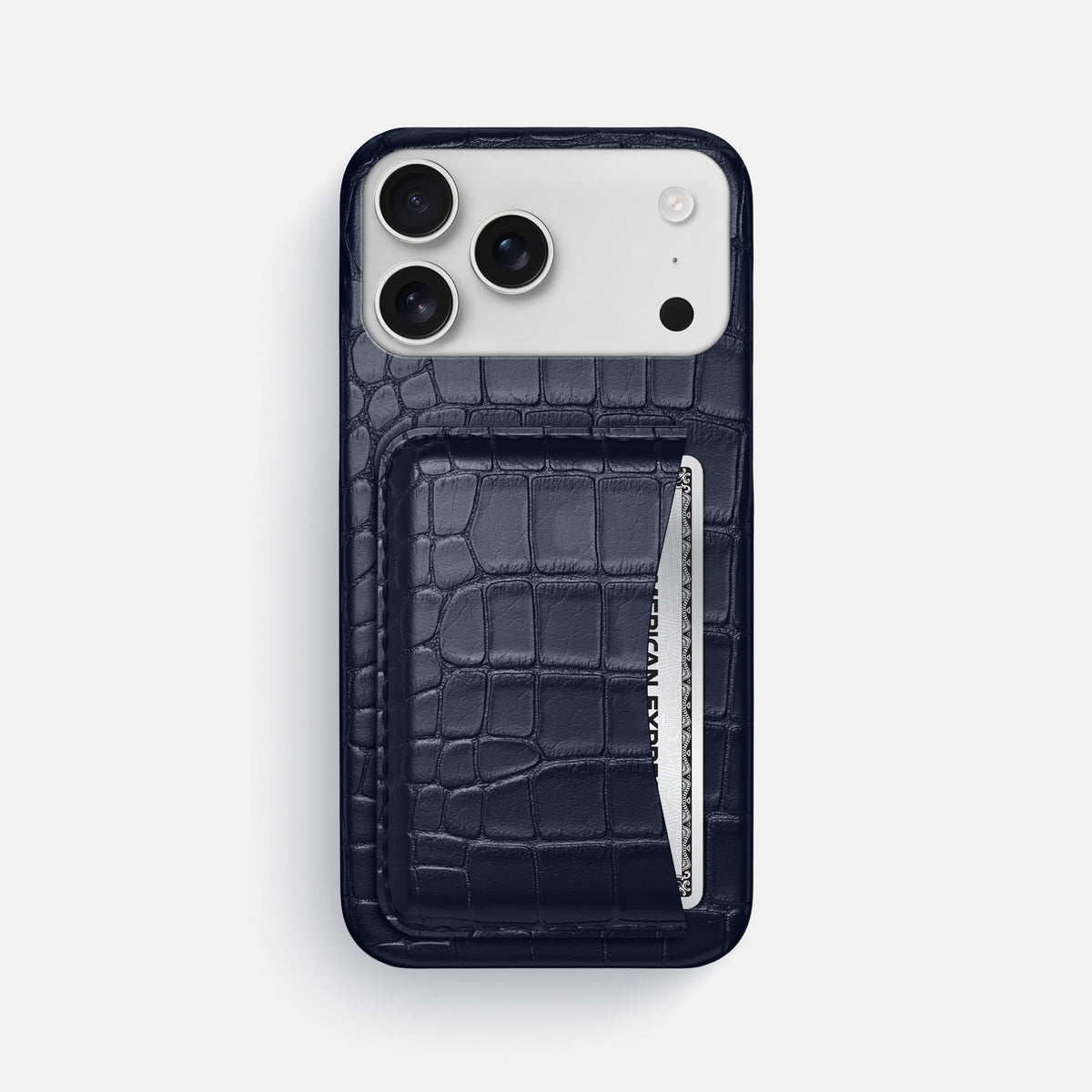 Slim Card Case For iPhone 18 Pro Max In Alligator -1 | Navy-Blue