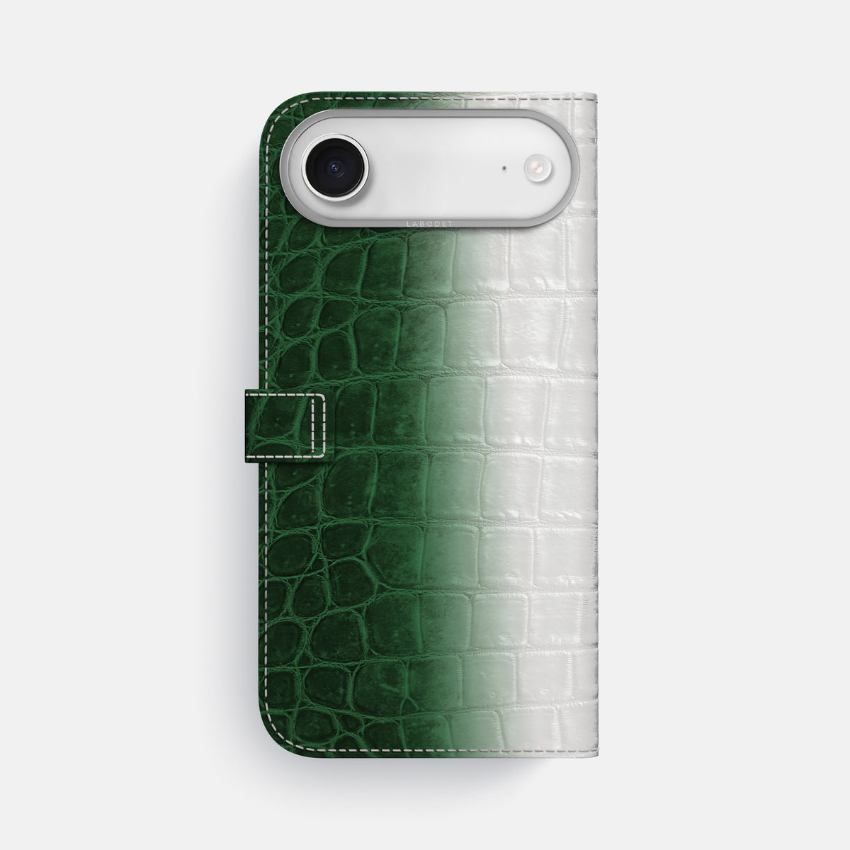 Folio Case with Clasp For iPhone 17 Air In Himalayan Crocodile -3 | Green-Steel
