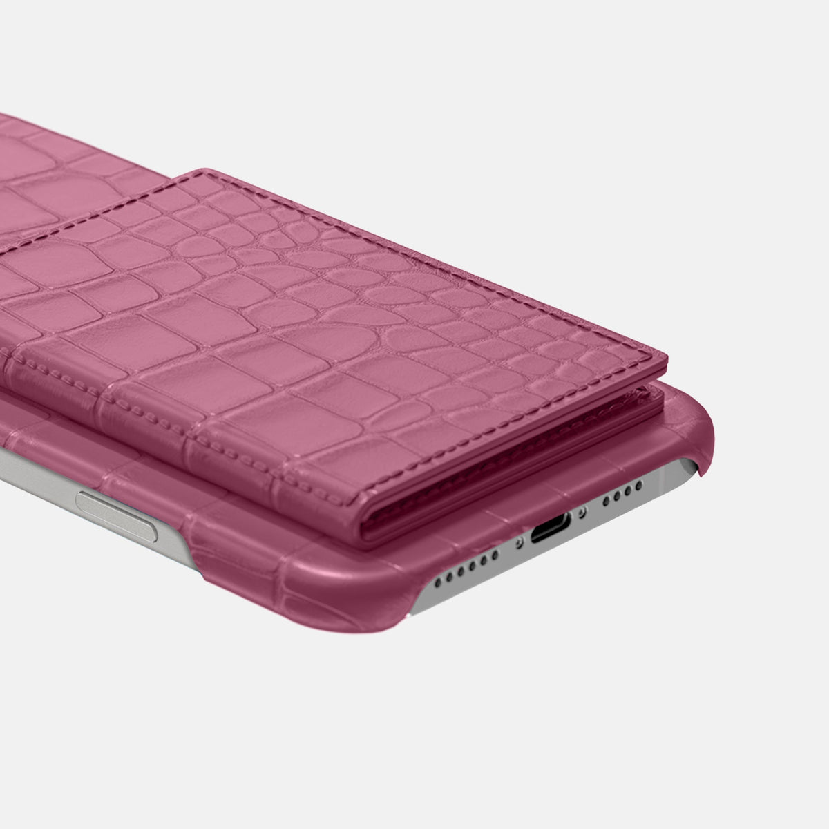 Bi-Fold Case For iPhone 18 Pro In Alligator -4 | Pink-Lagoon-Steel