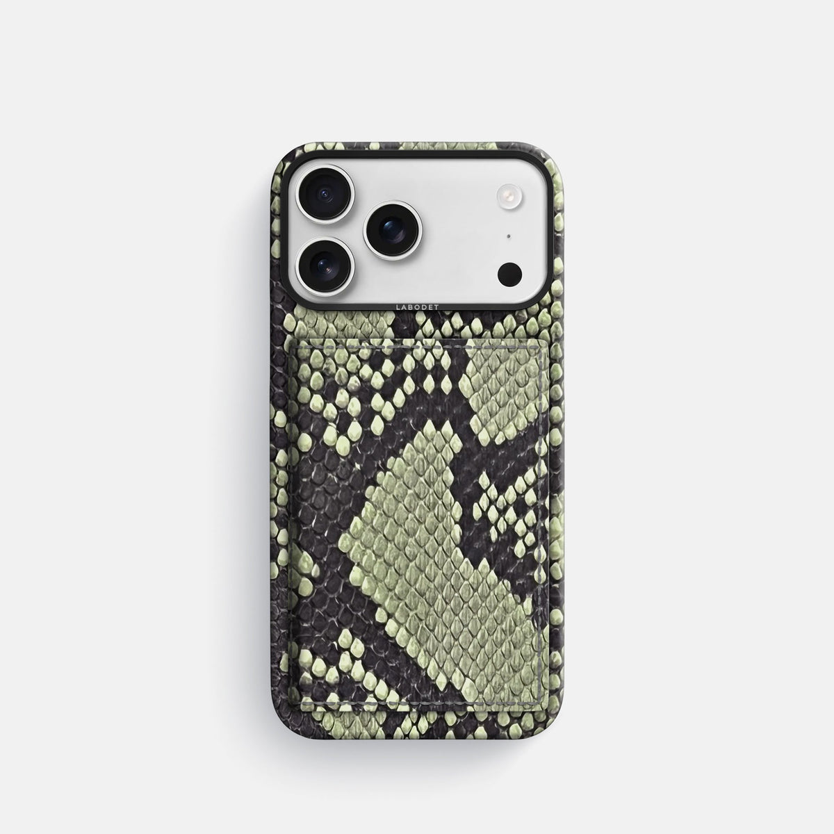 Bi-Fold Case For iPhone 18 Pro In Deluxe Python -1 | Army-Green-Black