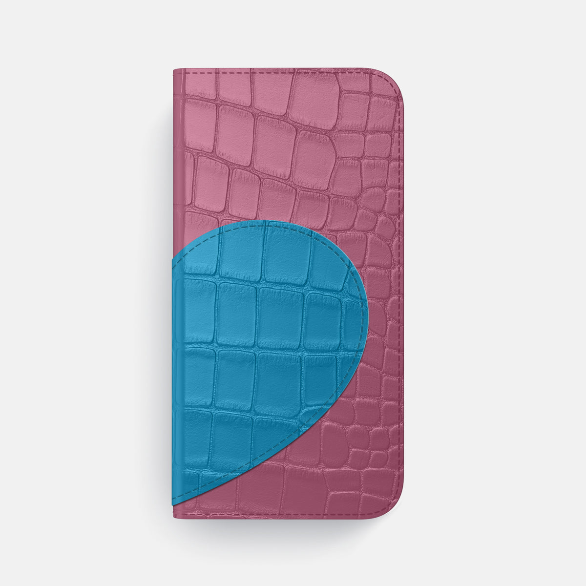 Folio Case With Heart For iPhone 17 Air In Alligator -4 | Pink-Lagoon-Steel