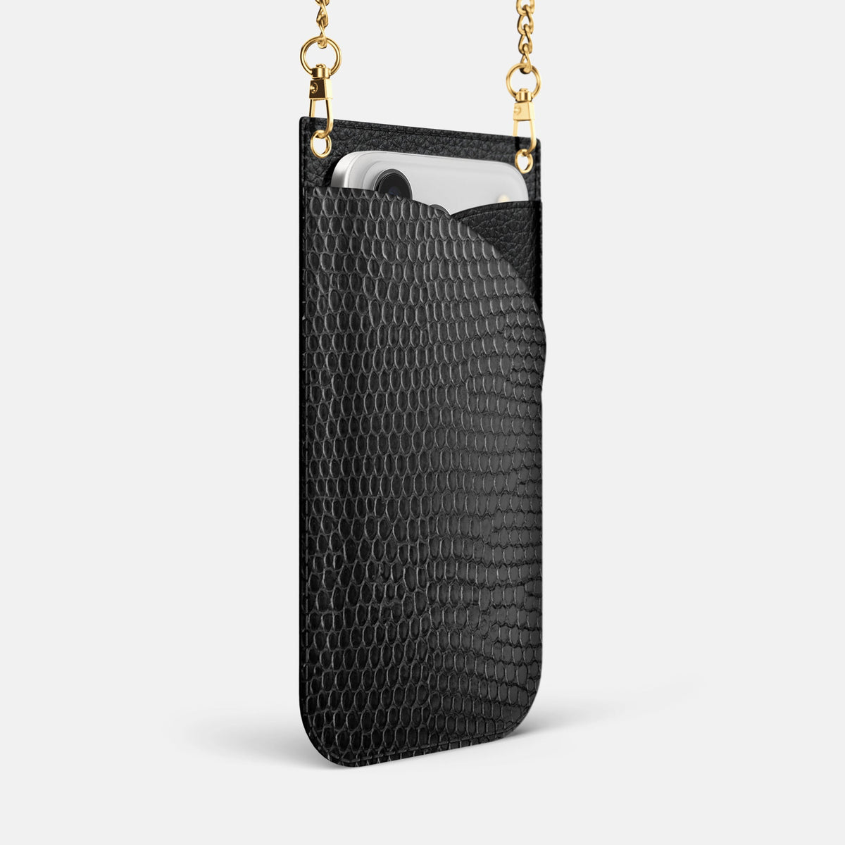 Crossbody Bag For iPhone 18 Pro Max In Lizard -2 | Black-Gold