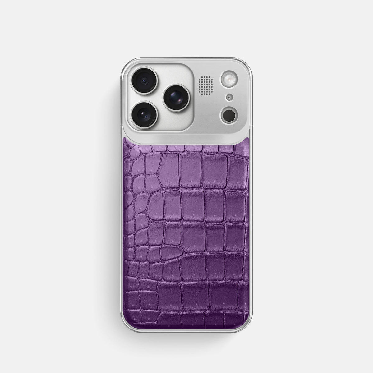 Metal Case For iPhone 17 Pro In Porosus Crocodile -1 | Purple-Steel