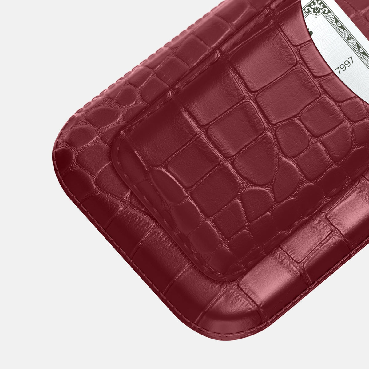 Pouch Card Case For iPhone 18 Pro Max In Alligator -3 | Burgundy