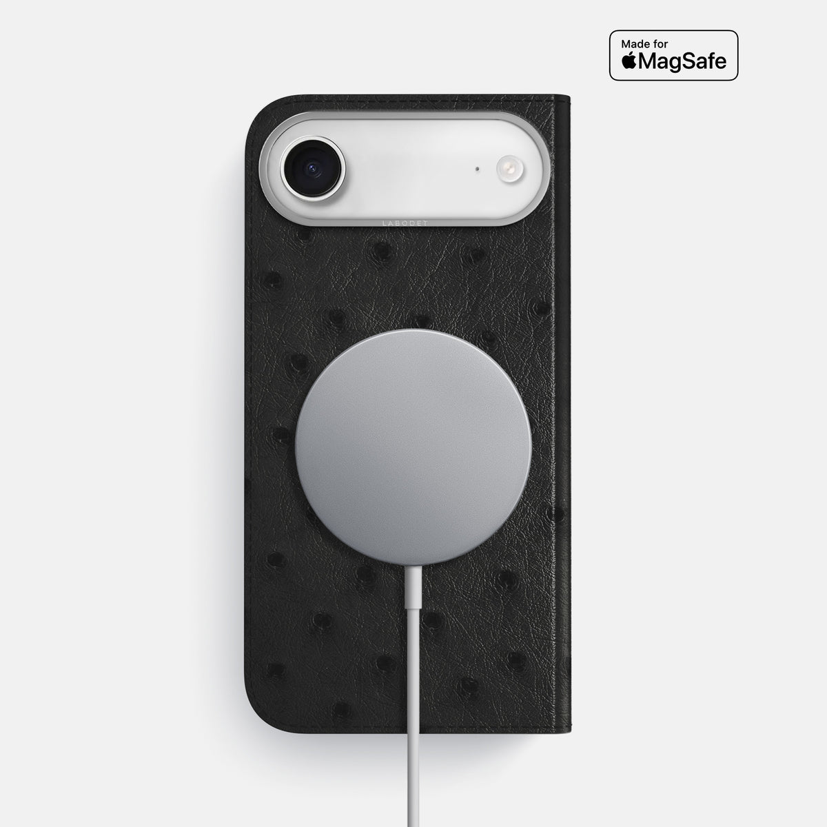 Folio Case For iPhone 17 Air In Ostrich -3 | Black-Steel
