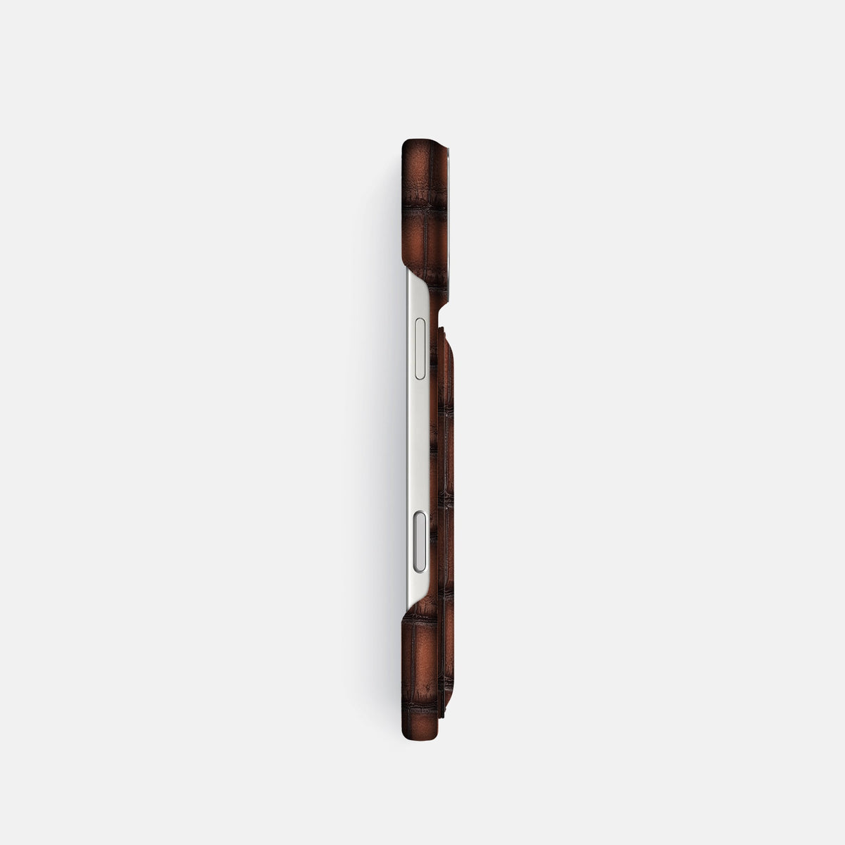 Double Card Case For iPhone 18 Pro In Patina Alligator -3 | Baobab-Steel