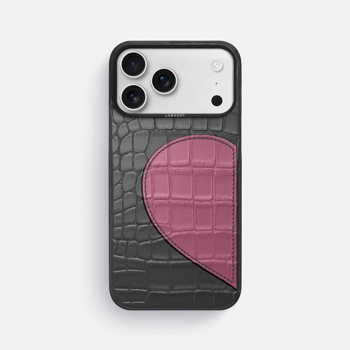 Classic Case With Half Heart - Left For iPhone 18 Pro Max In Alligator -1 | Grey-Black