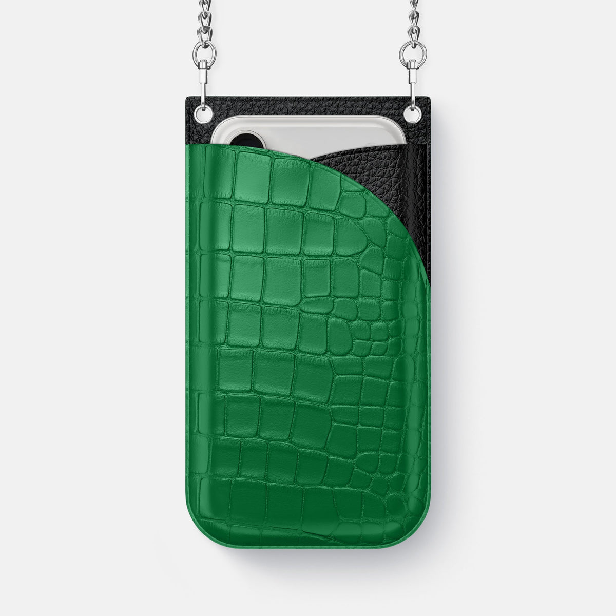 Crossbody Bag For iPhone 18 Pro In Alligator -1 | Forest-Green-Steel