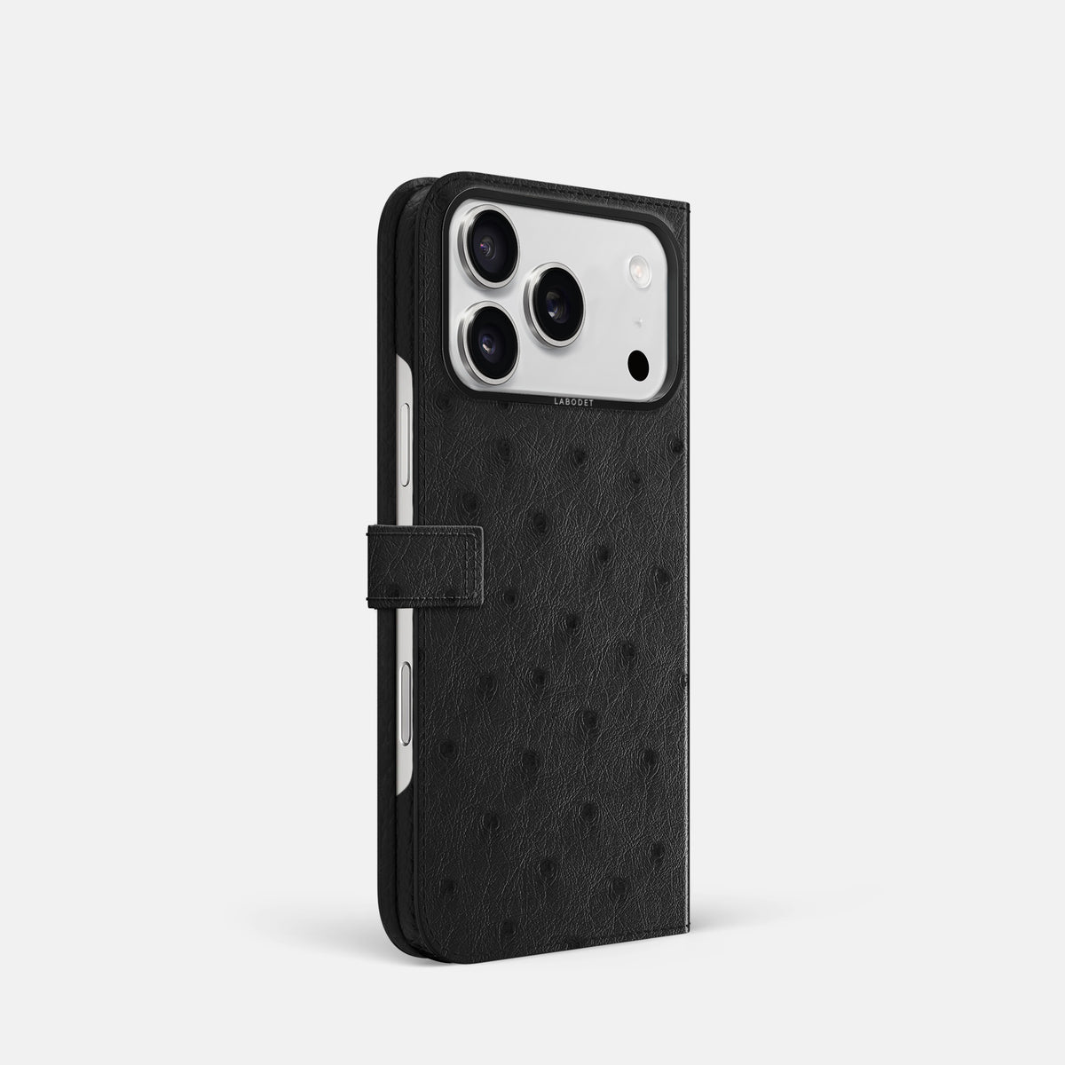 Folio Case with Clasp For iPhone 17 Pro In Ostrich -1 | Black-Black