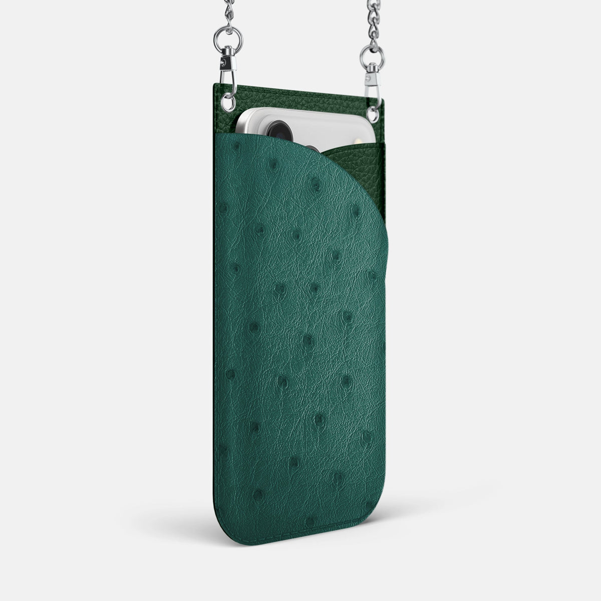 Crossbody Bag For iPhone 18 Pro Max In Ostrich -2 | Forest-Green-Steel