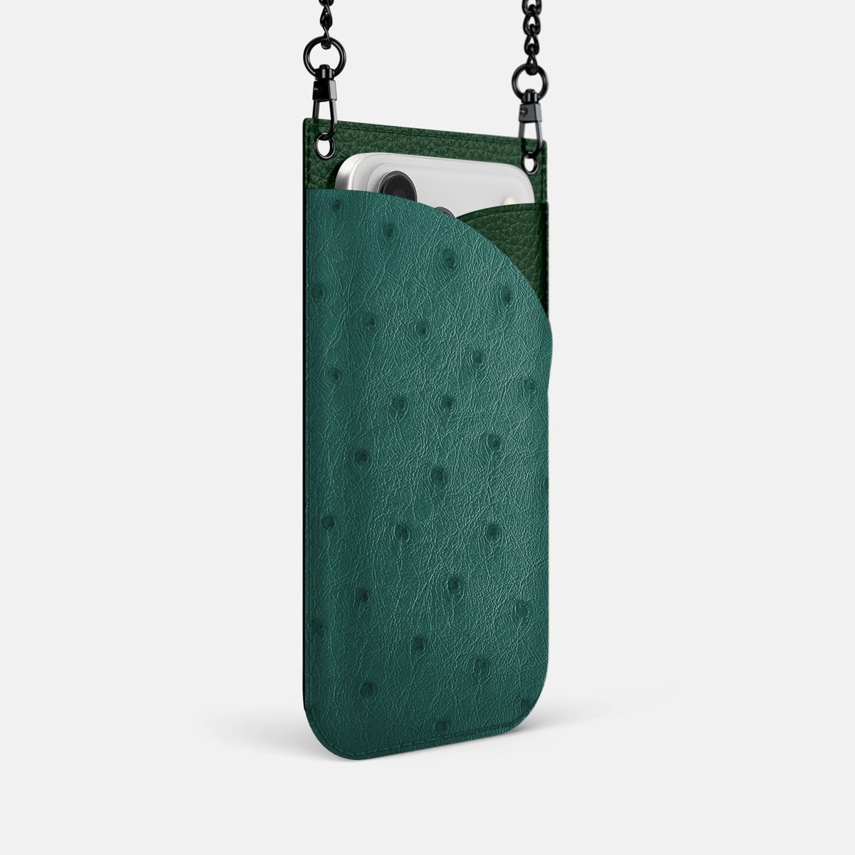 Crossbody Bag For iPhone 18 Pro In Ostrich -2 | Forest-Green-Black