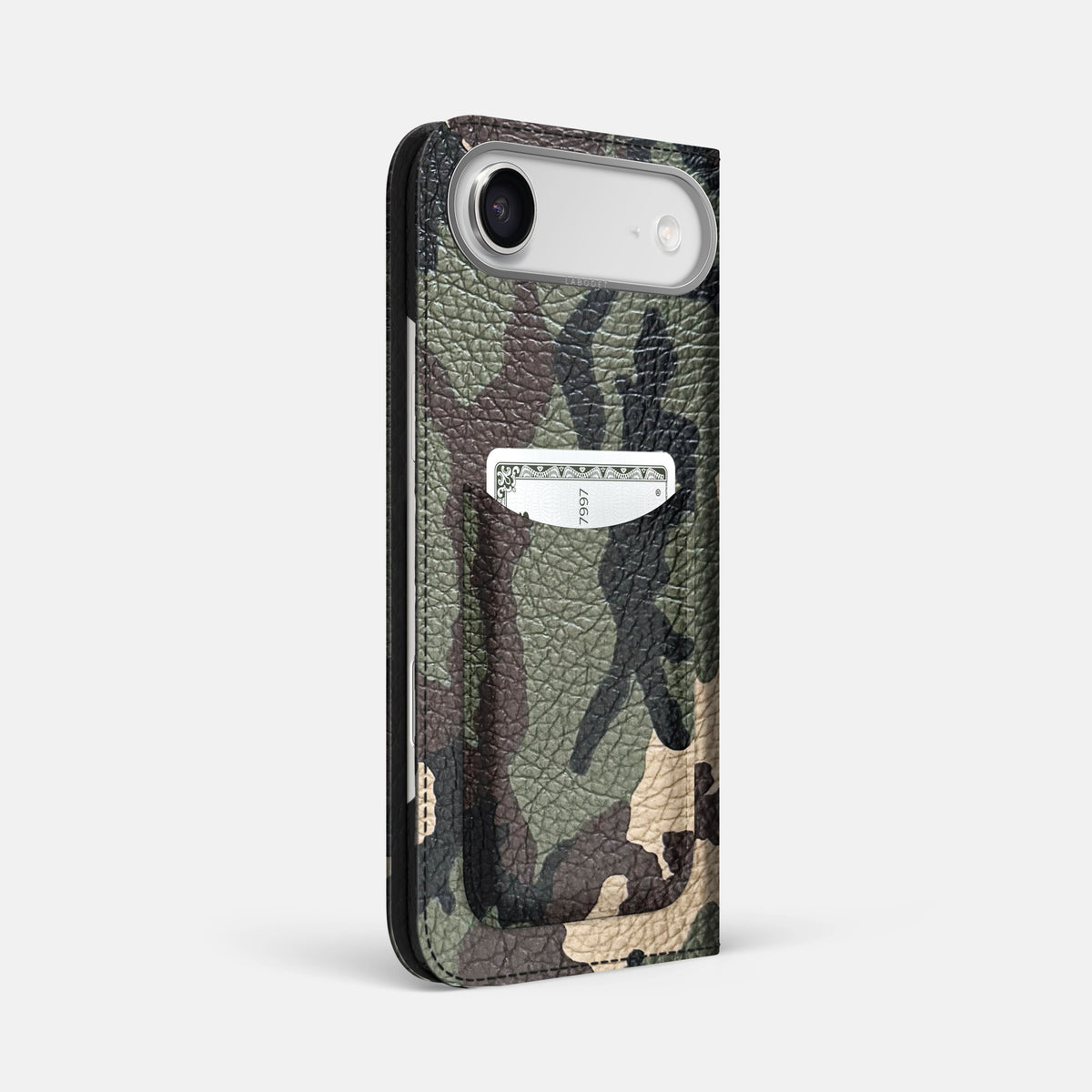 Folio Case with Card For iPhone 17 Air In Calf -1 | Camouflage-Steel