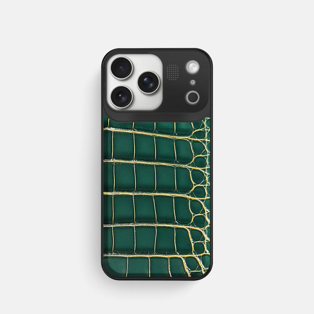 Metal Case For iPhone 17 Pro In Patina Alligator -1 | Cambridge-Black