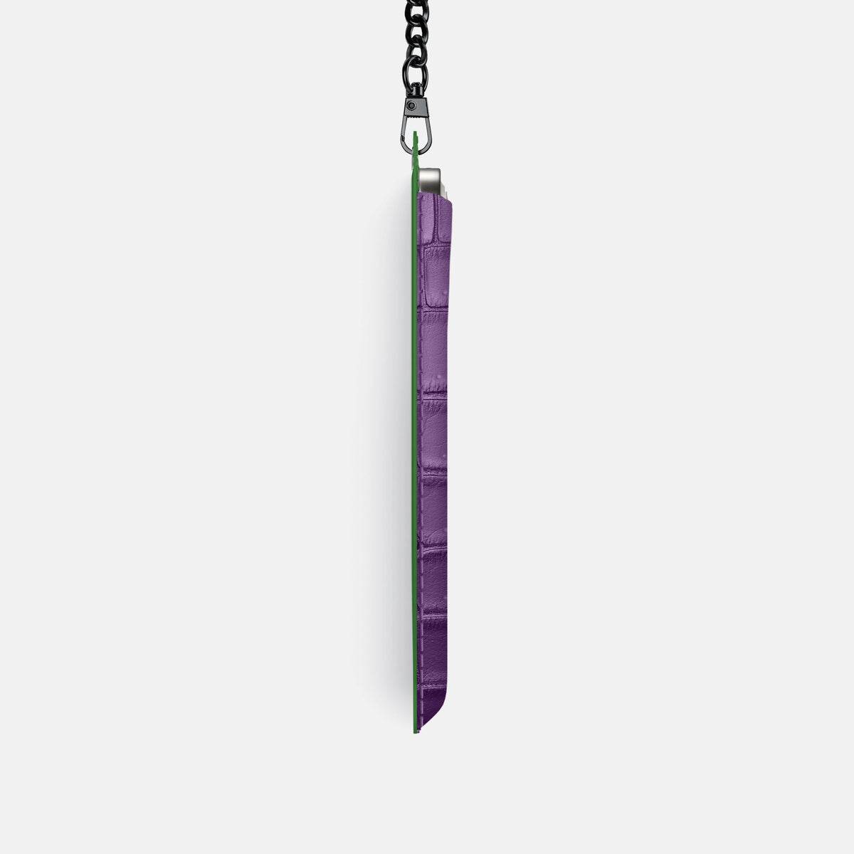 Crossbody Bag For iPhone 18 Pro In Porosus Crocodile -4 | Purple-Black