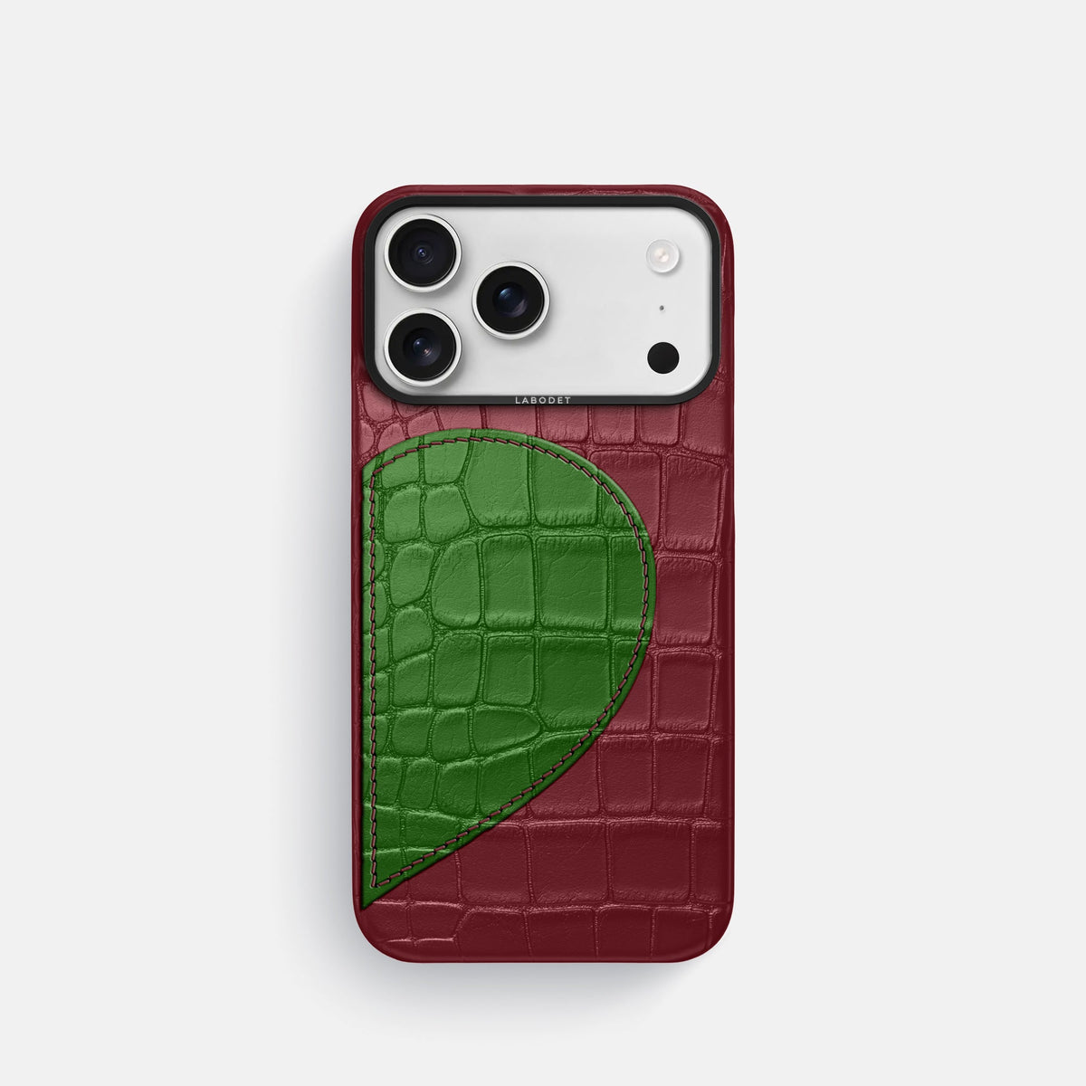 Classic Case With Half Heart - Right For iPhone 18 Pro In Alligator -1 | Burgundy-Black