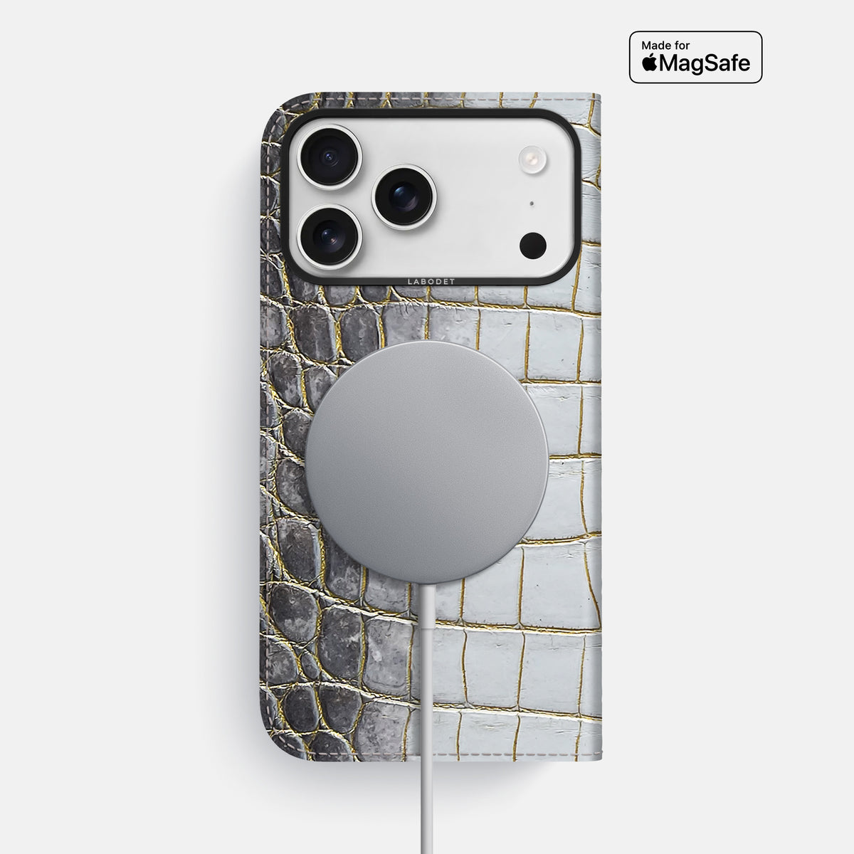 Folio Case For iPhone 17 Pro Max In Himalayan Crocodile -3 | Gold-Black