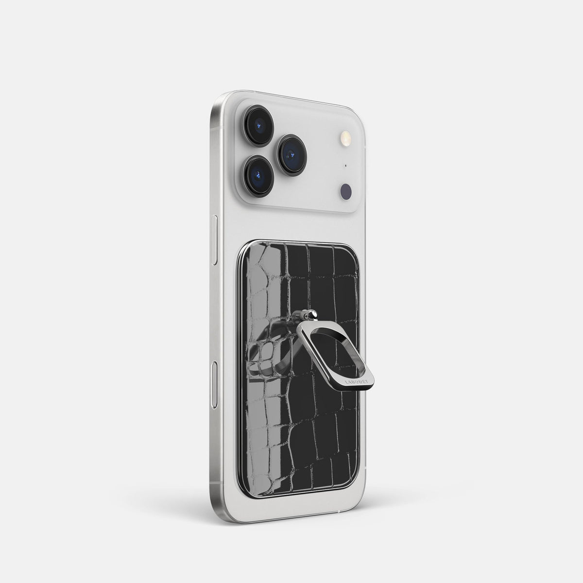 MagSafe Ring For iPhone 18 Pro In Shiny Alligator -1 | Black-Steel