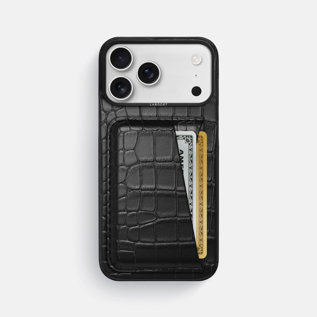 Double Card Case For iPhone 18 Pro Max In Alligator -1 | Black-Black