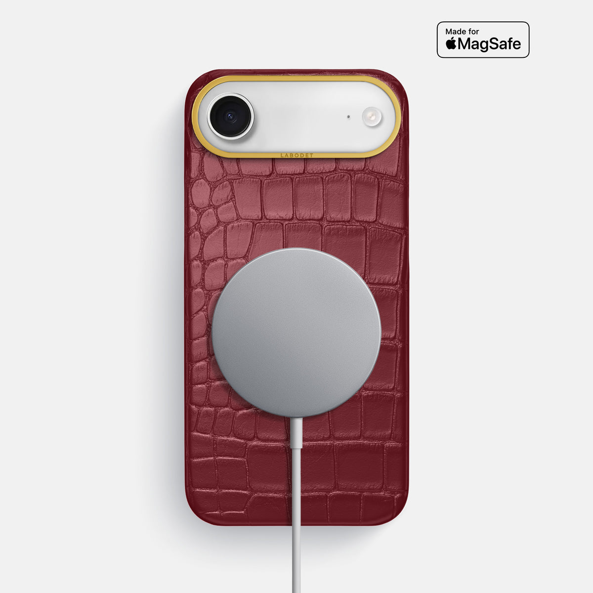 Classic Case For iPhone 17 Air In Alligator -5 | Burgundy-Gold