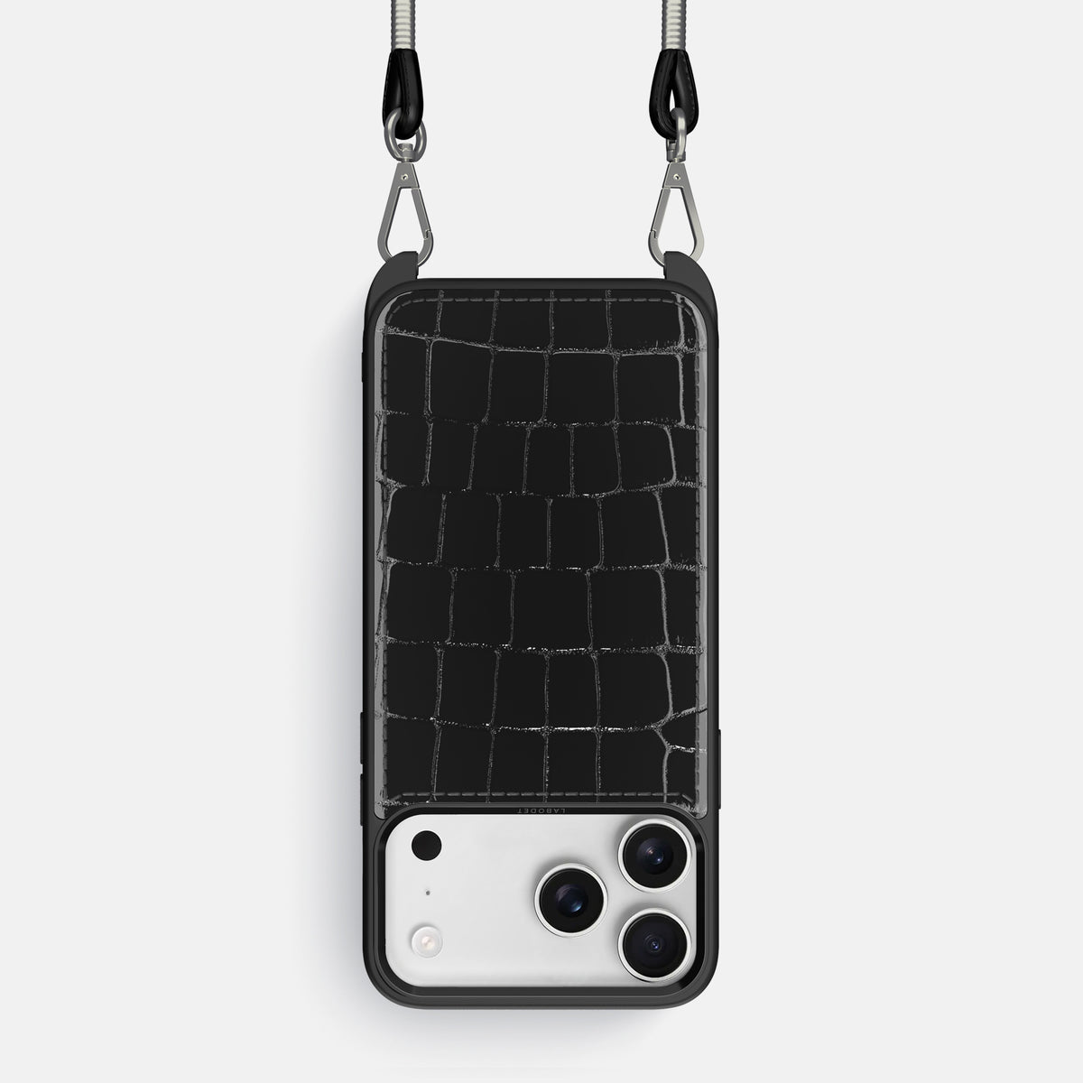 Crossbody Sport Case For iPhone 17 Pro In Shiny Alligator -1 | Black