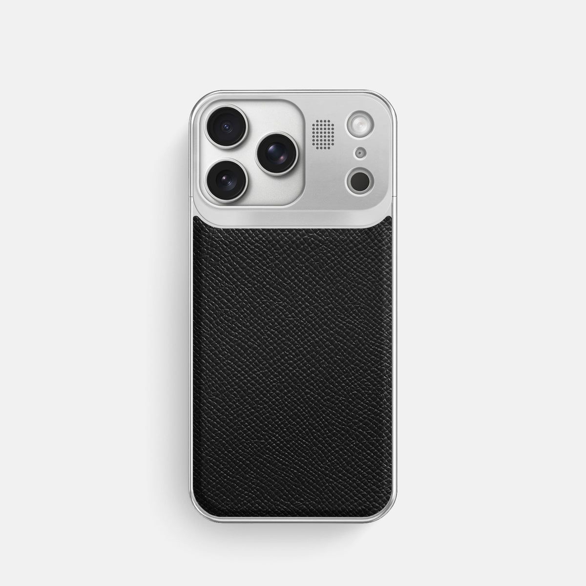 Metal Case For iPhone 17 Pro In Epsom-Style Calf -1 | Black-Steel