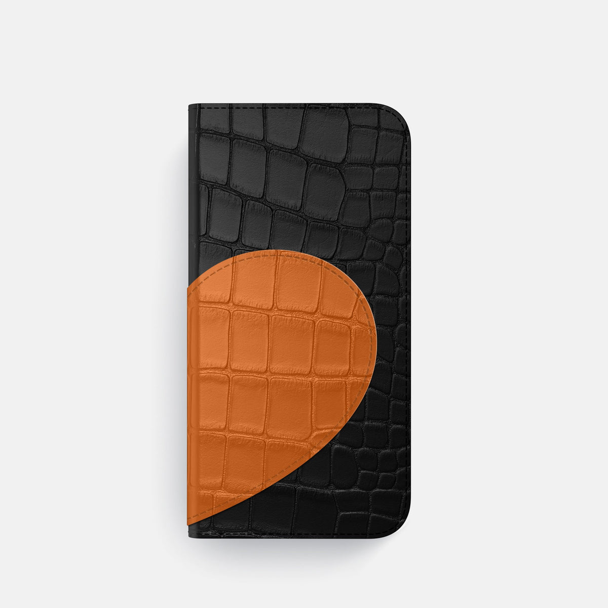 Folio Case With Heart For iPhone 18 Pro In Alligator -4 | Black-Black