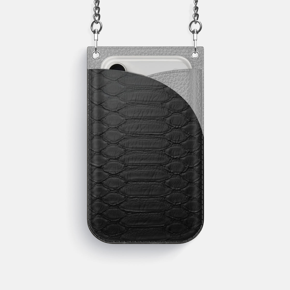 Crossbody Bag For iPhone 17 Pro In Python -1 | Black-Steel