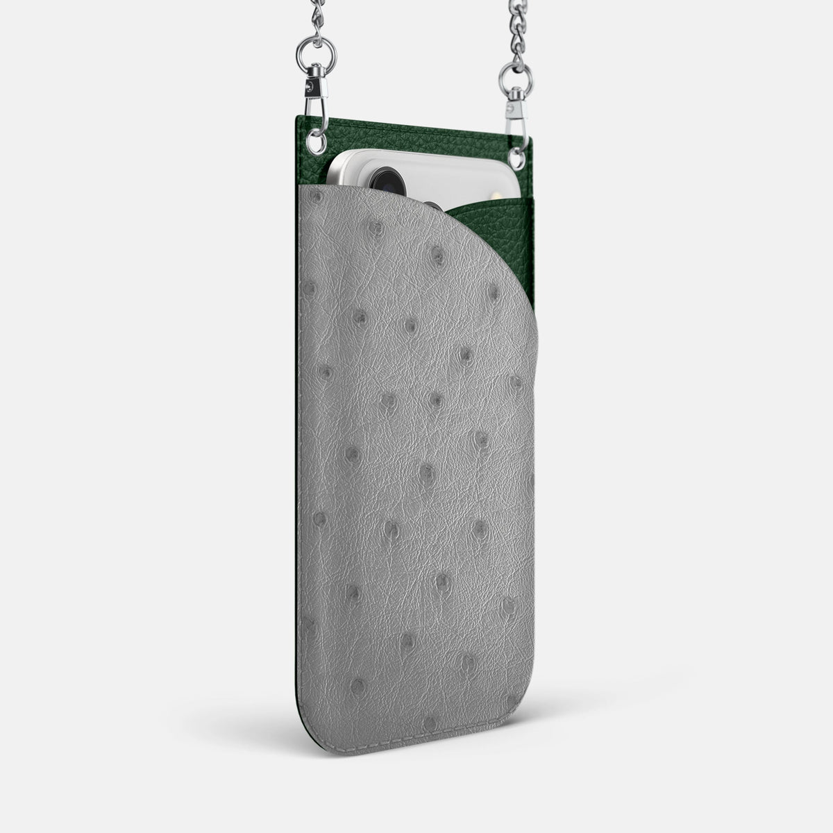 Crossbody Bag For iPhone 18 Pro Max In Ostrich -2 | Silver-Steel