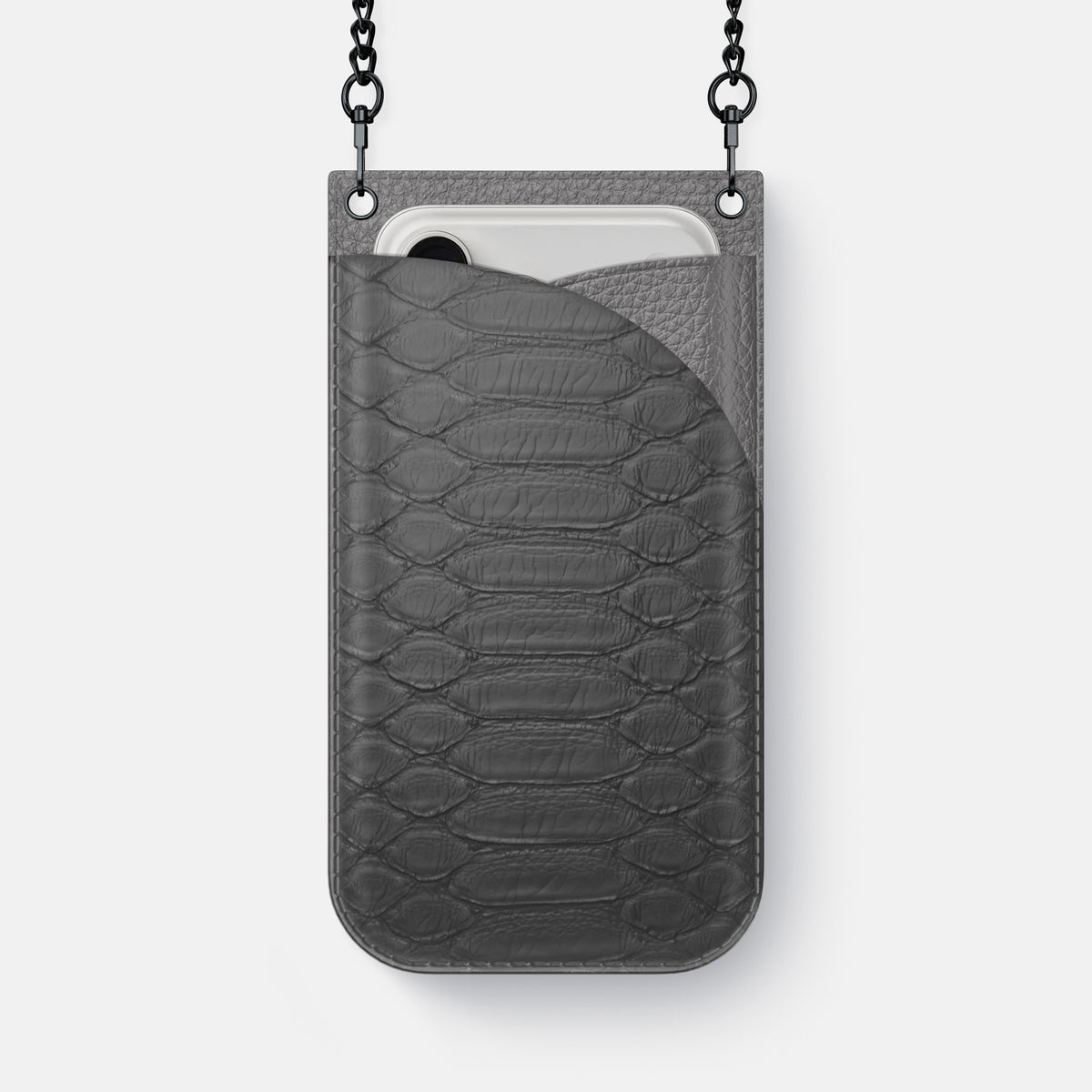 Crossbody Bag For iPhone 17 Pro Max In Python -1 | Grey-Black