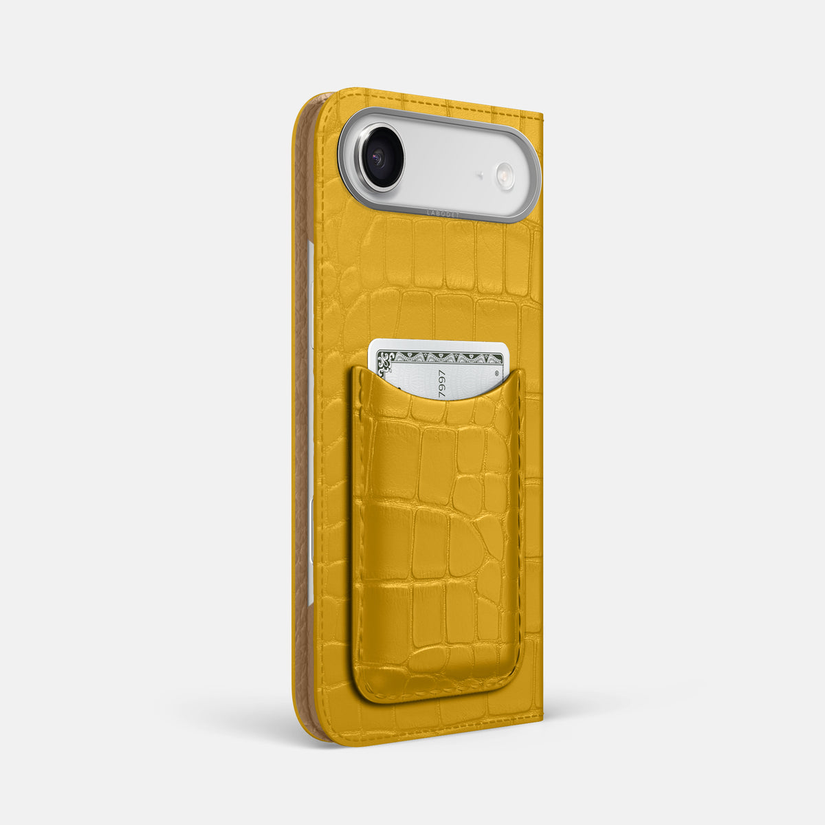 Folio Case with Card For iPhone 17 Air In Alligator -1 | Yellow-Steel