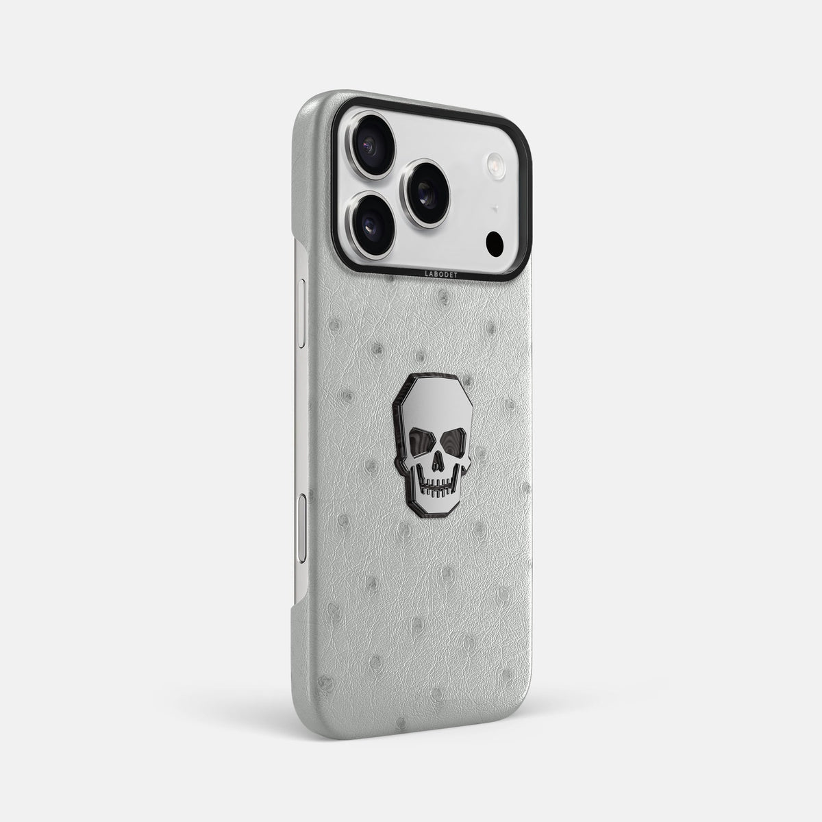 Classic Case With Titanium Skull For iPhone 18 Pro Max In Ostrich -2 | White-Black