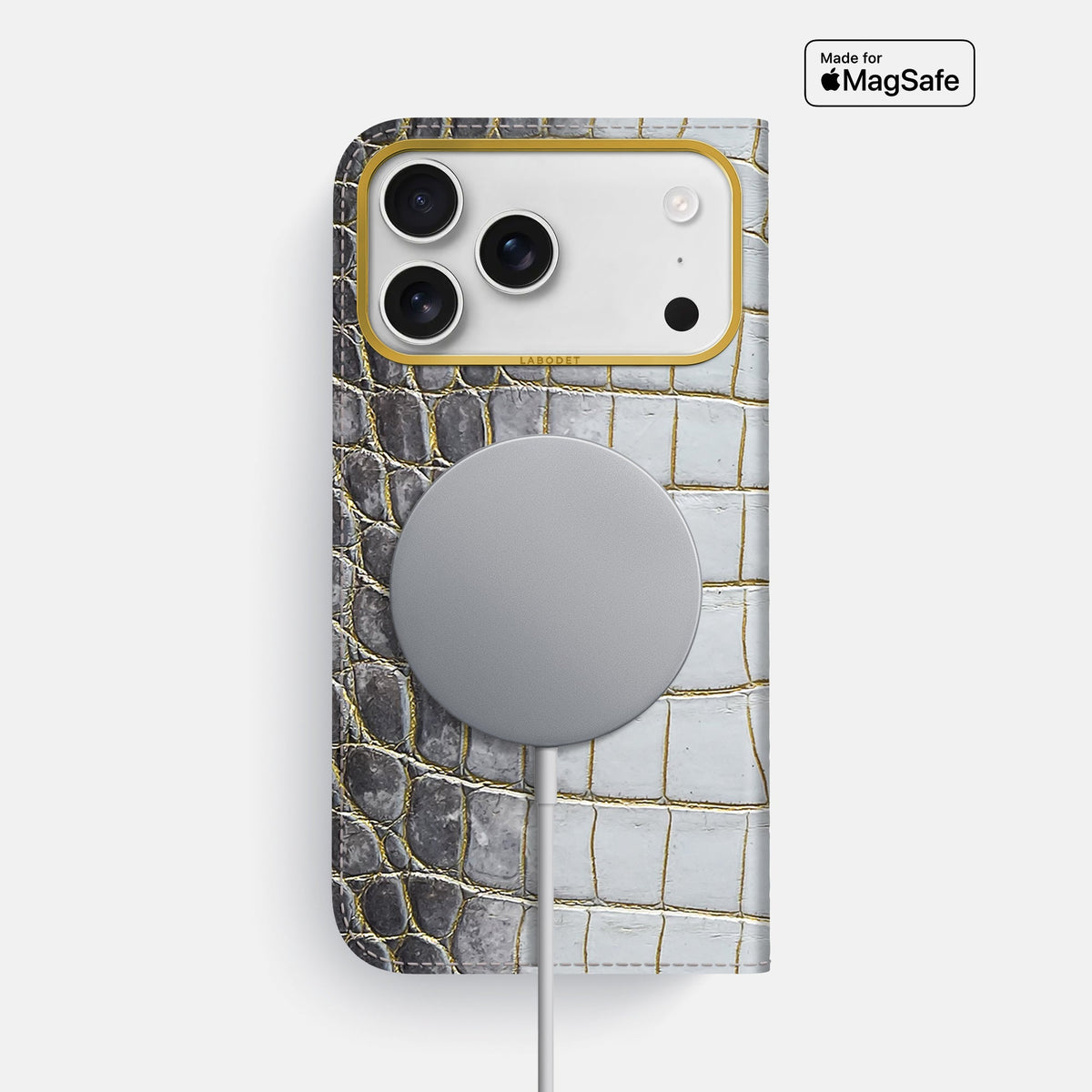 Folio Case For iPhone 18 Pro Max In Himalayan Crocodile -3 | Gold-Gold