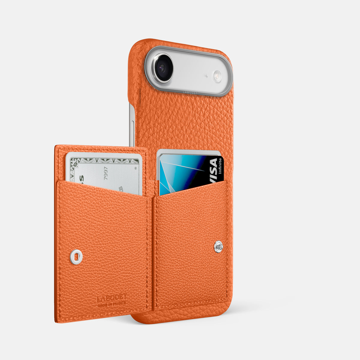 Bi-Fold Case For iPhone 17 Air In Calf -2 | Orange-Steel