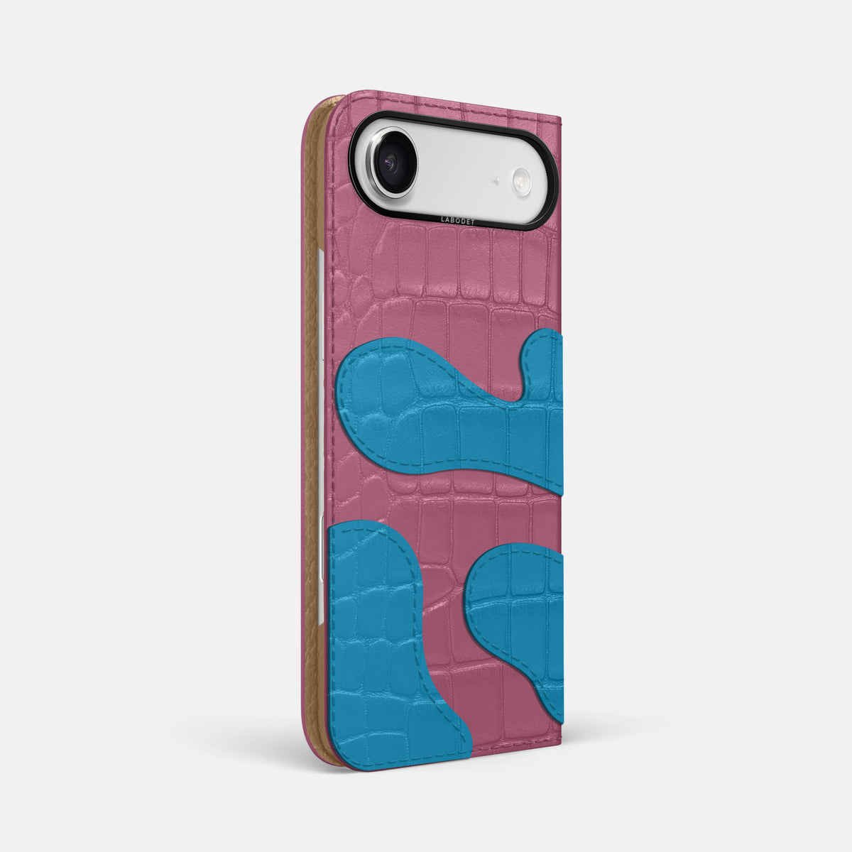 Camouflage Folio For iPhone 17 Air In Alligator -1 | Pink-Lagoon-Black