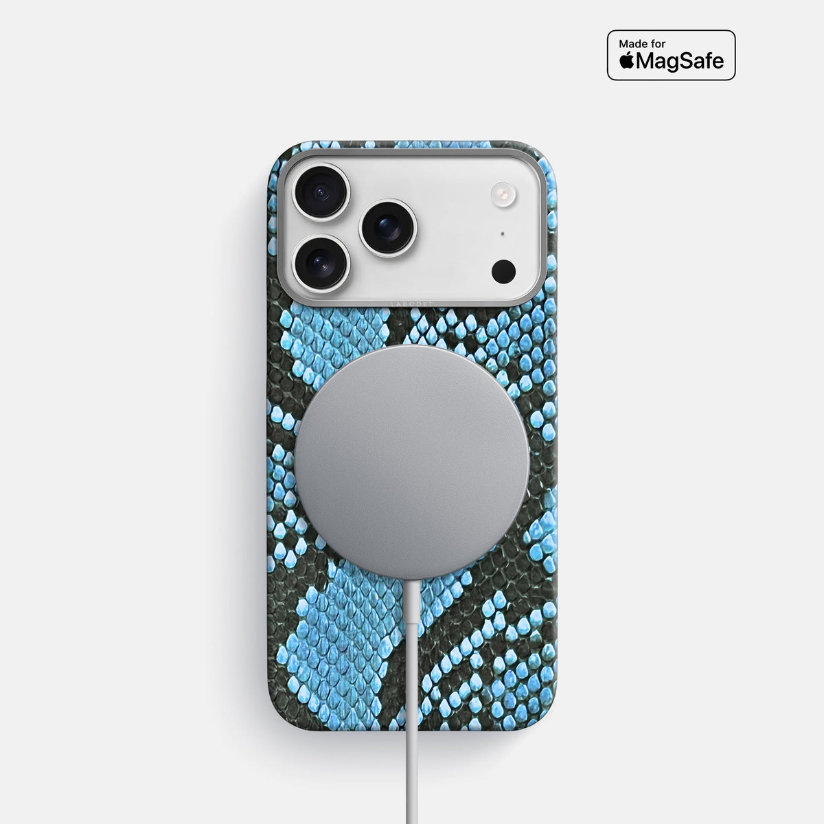 Classic Case For iPhone 18 Pro In Deluxe Python -5 | Pacific-Blue-Steel