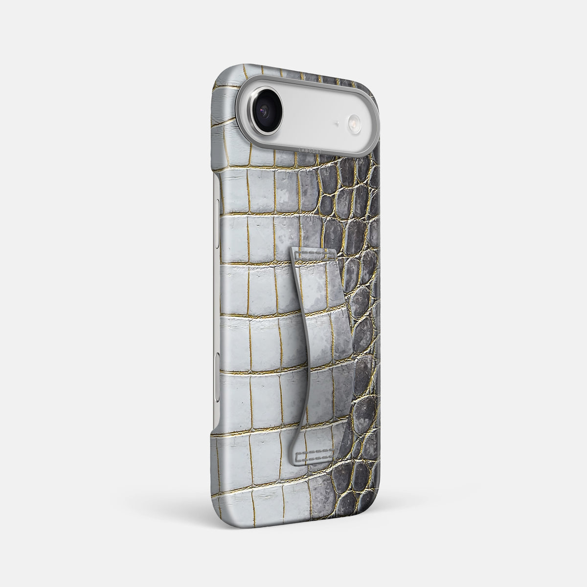 Finger Case For iPhone 17 Air In Himalayan Crocodile -2 | Gold-Steel