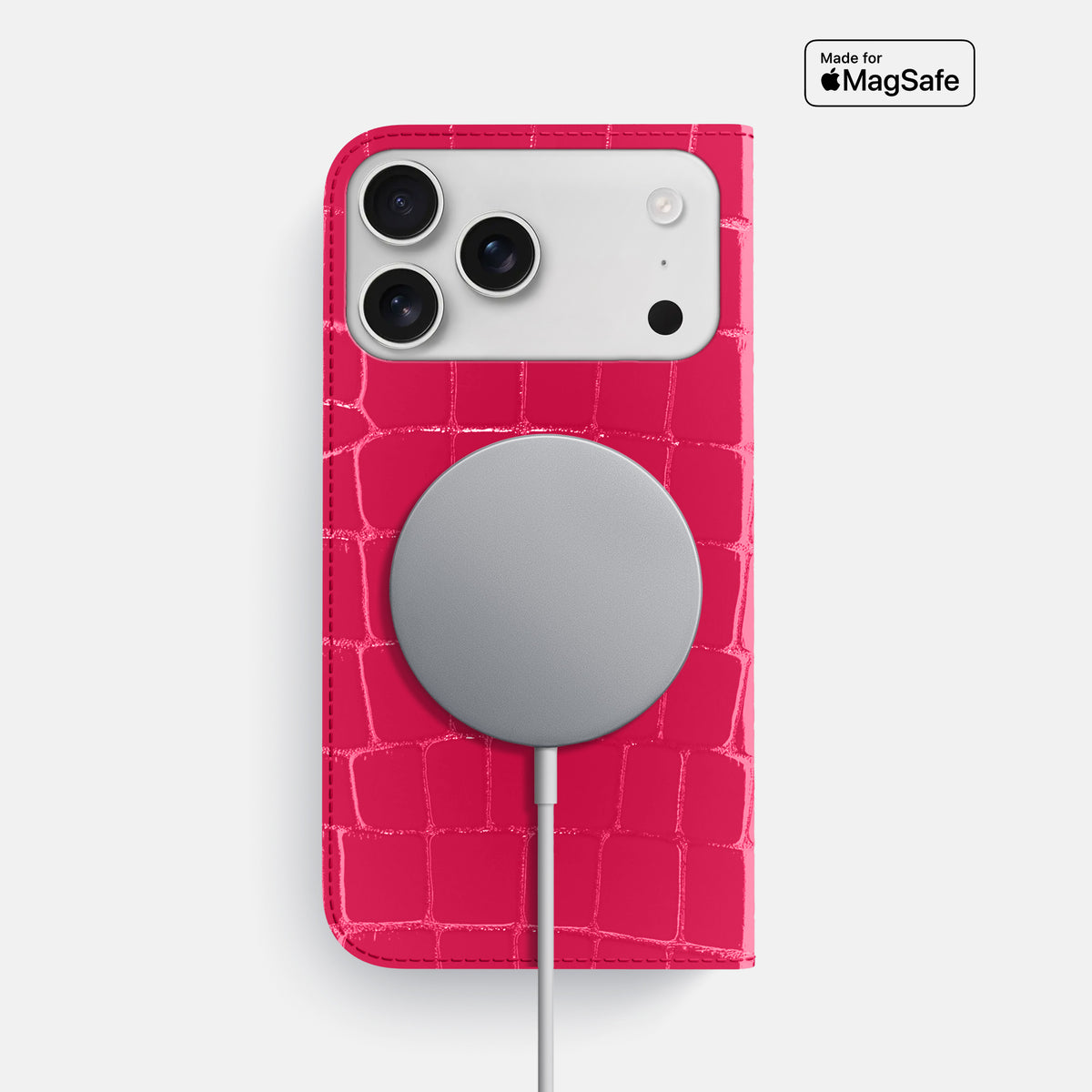 Folio Slim Case For iPhone 17 Pro Max In Shiny Alligator -3 | Pink-Panther