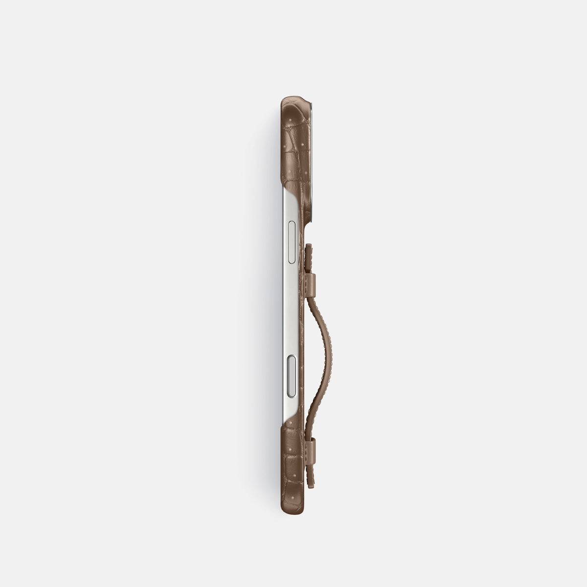 Handle Case For iPhone 17 Pro In Porosus Crocodile -3 | Fur-Brown-Steel